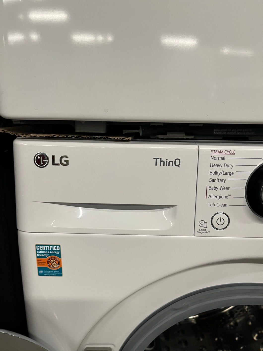LG 24 white Front load washer and Steam electric dryer set stackable 240V #LG2455WB