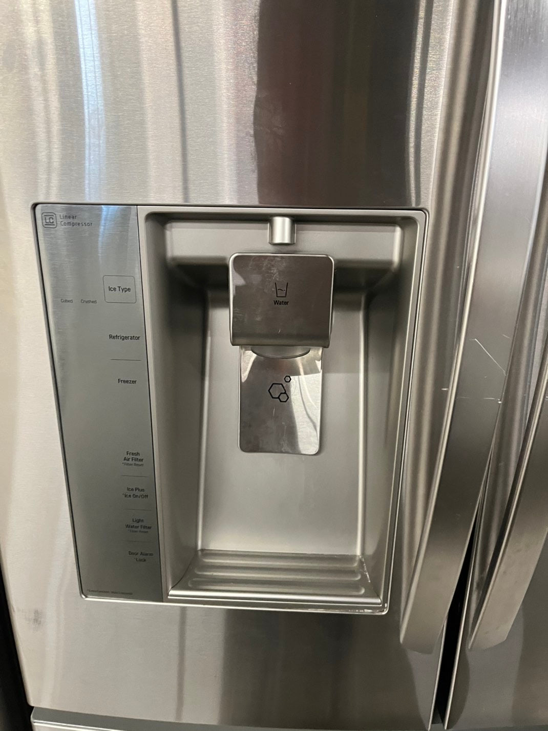 Used | Refurbished LG 36” Counter Depth french door refrigerator stainless steel w/Ice & water dispenser 36" 24 cu.ft # RF24LG0B