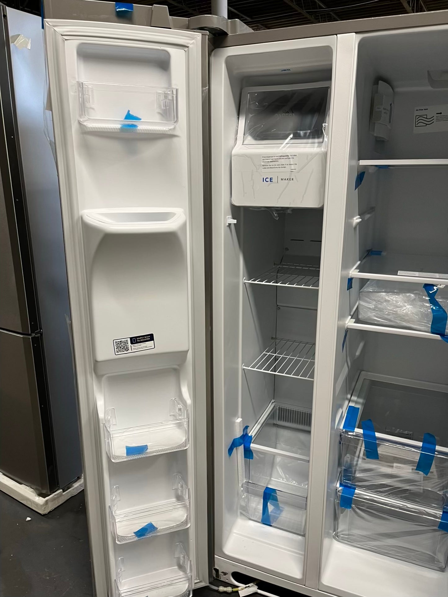 Open Box 📦 Frigidaire Side x Side Refrigerator stainless steel w/ice water dispenser  - Item number #RF729GB  33” in