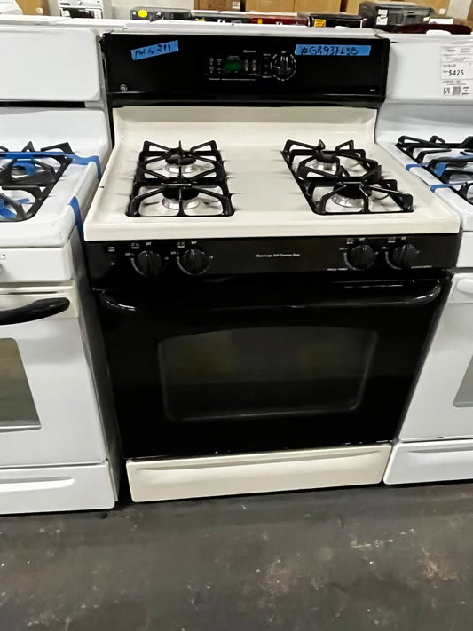 *🎄Holidays Sale 🎁 GE Gas range 4 burner bake broil self clean in black & off white used-Refurbished 30” #GR93713B