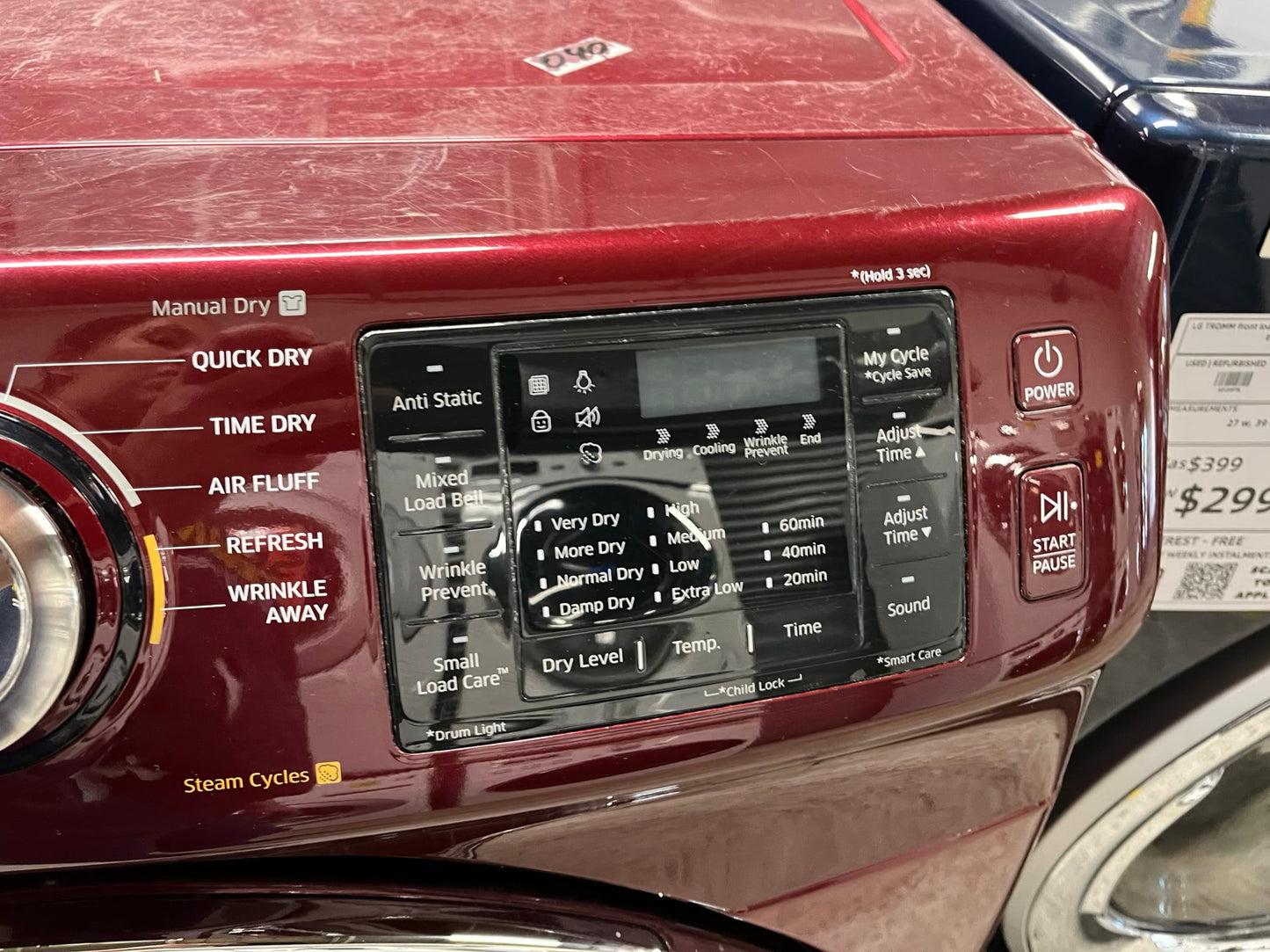 Samsung front load stackable electric 220v dryer in red 29" #ED298NB