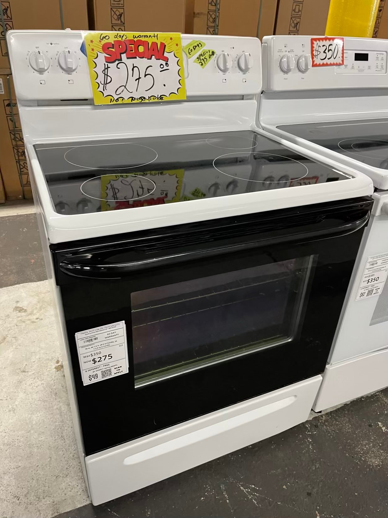 Frigidaire electric range 220v 4 burner bake broil in black & white Refurbished 30" #ER187GB-TR