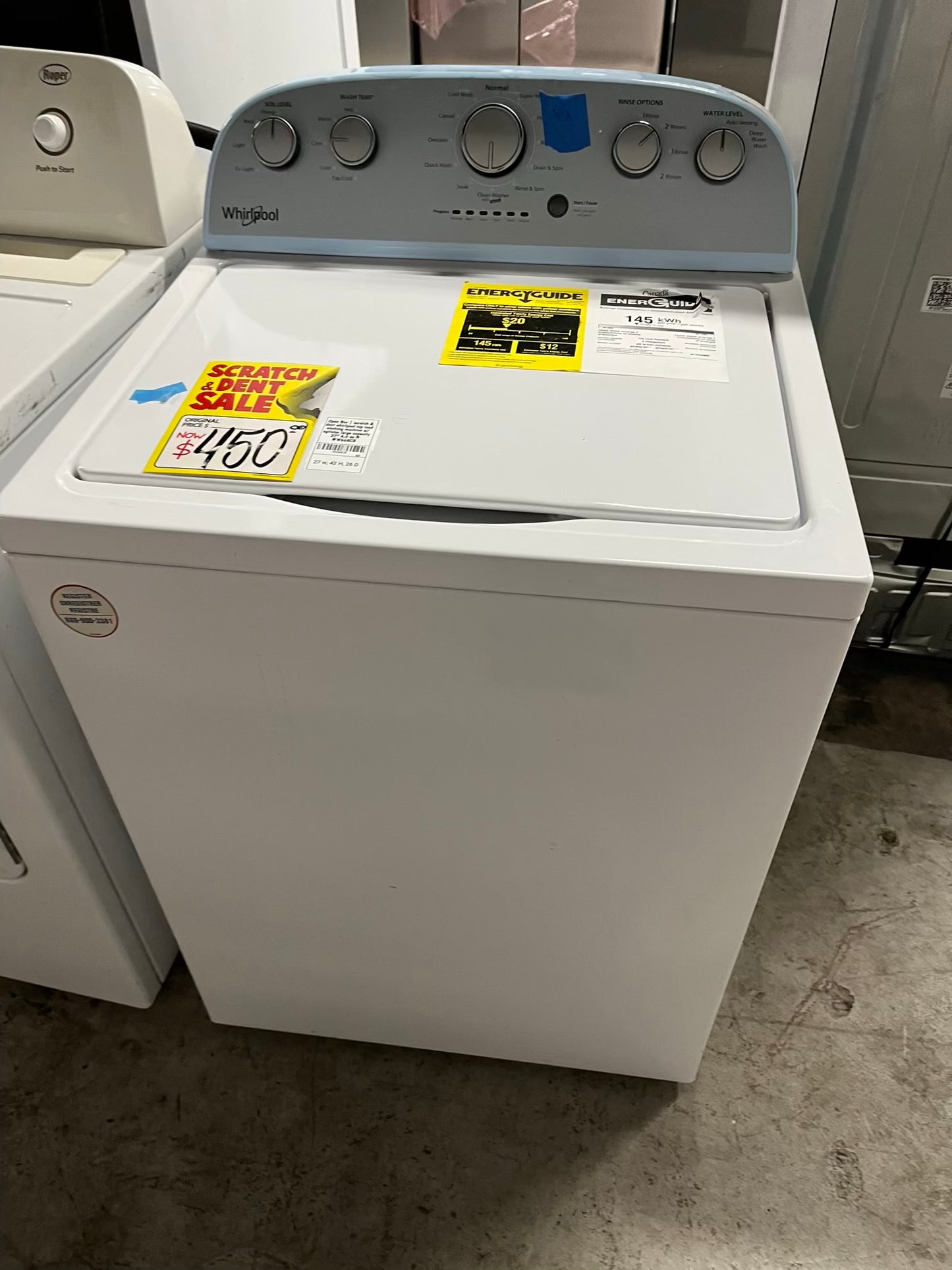 - Open Box | scratch & dent whirlpool top load washing machine w/ agitator large capacity 27" 4.0 cutt #W668CB
