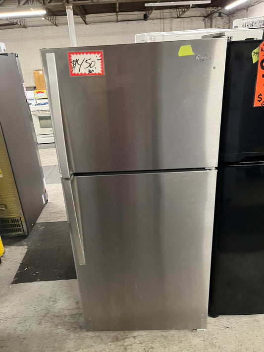 =Whirlpool 30β top freezer refrigerator in stainless steel-used refurbished 30β #RF17CB