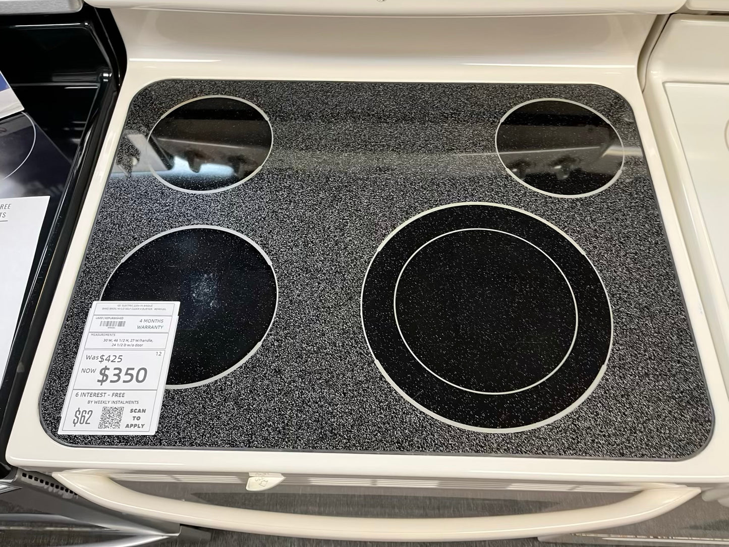 GE ELECTRIC 220v IN BISQUÉ BAKE BROIL HI/LO SELF CLEAN 4 BURNER #ER852EL
