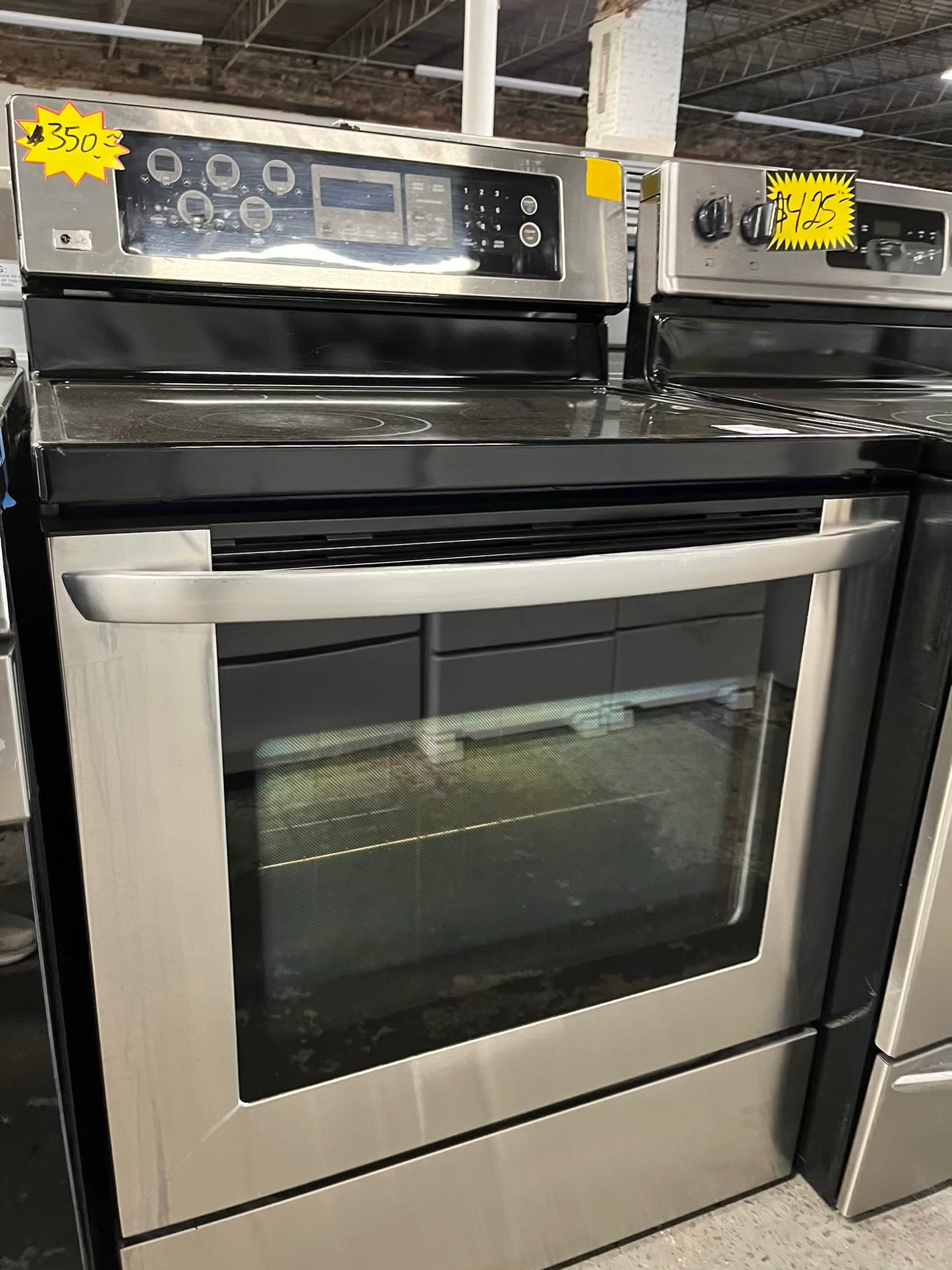 LG electric range stainless steel 5 burner warming zone convection bake roast broil self clean 30" #ER750NB