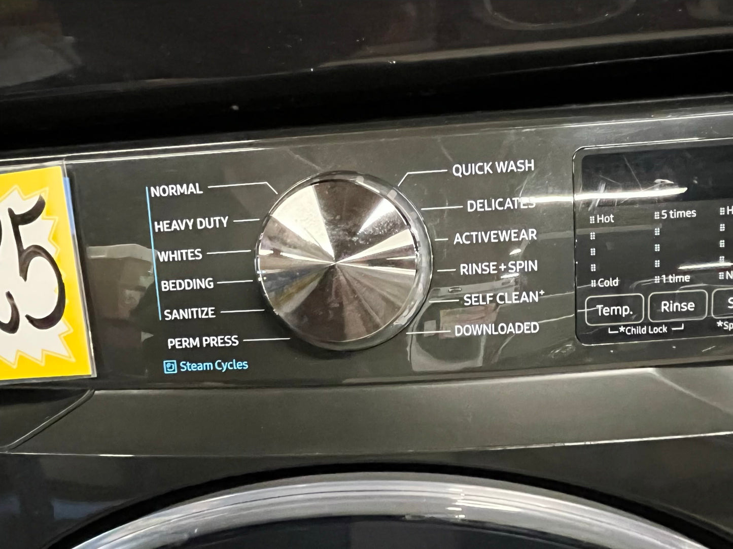 Used Samsung washer 4.5 cu ft & open box scratch & dent dryer 7.5 cu ft set electric 220v front load stackable pr side by side -sensor dry He in black stainless steel #RF207SB