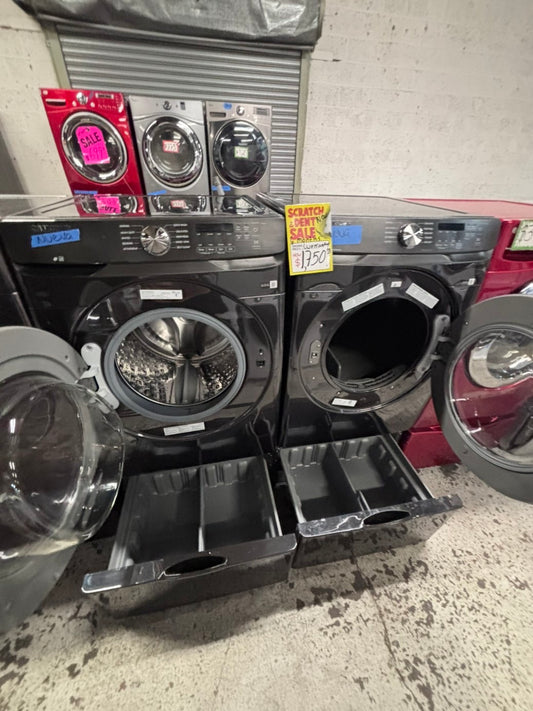 >>New open box π¦ Samsung front load washer & dryer electric set with pedestal storage 27β #SAEL8V7B