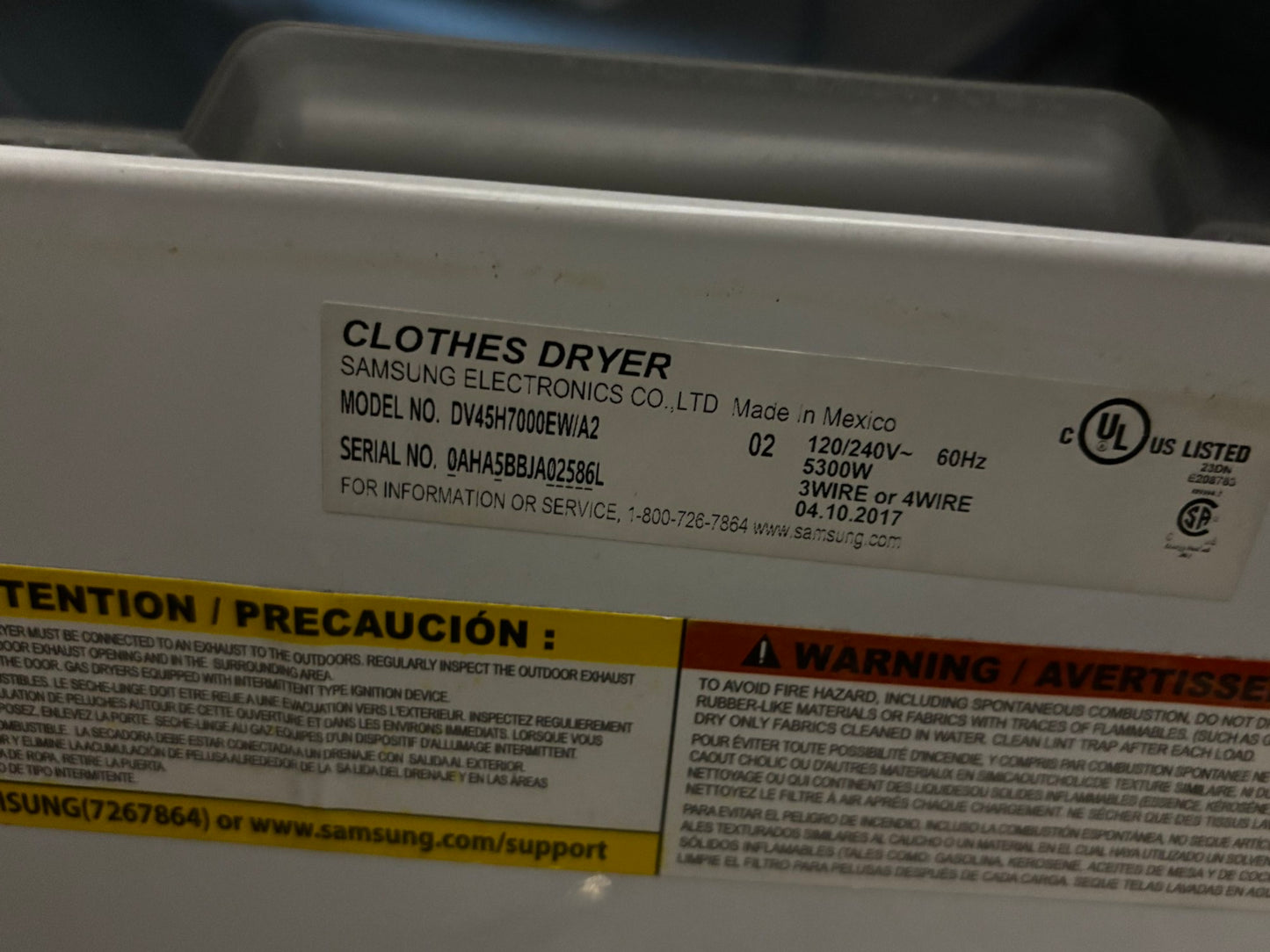 -Samsung electric dryer side by side large capacity 27" Refurbished -used #ED779PL