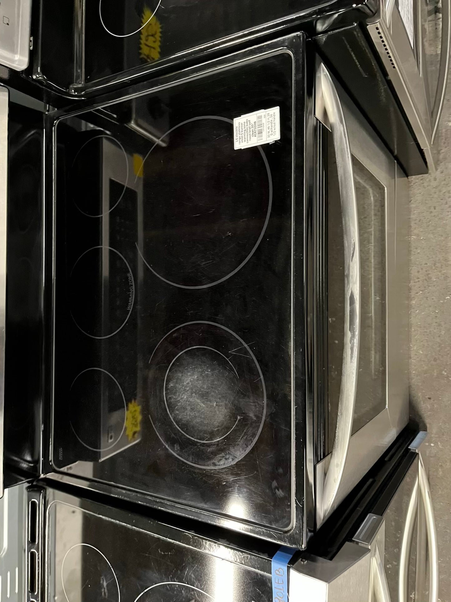 LG electric range stainless steel 5 burner warming zone convection bake roast broil self clean 30" #ER750NB