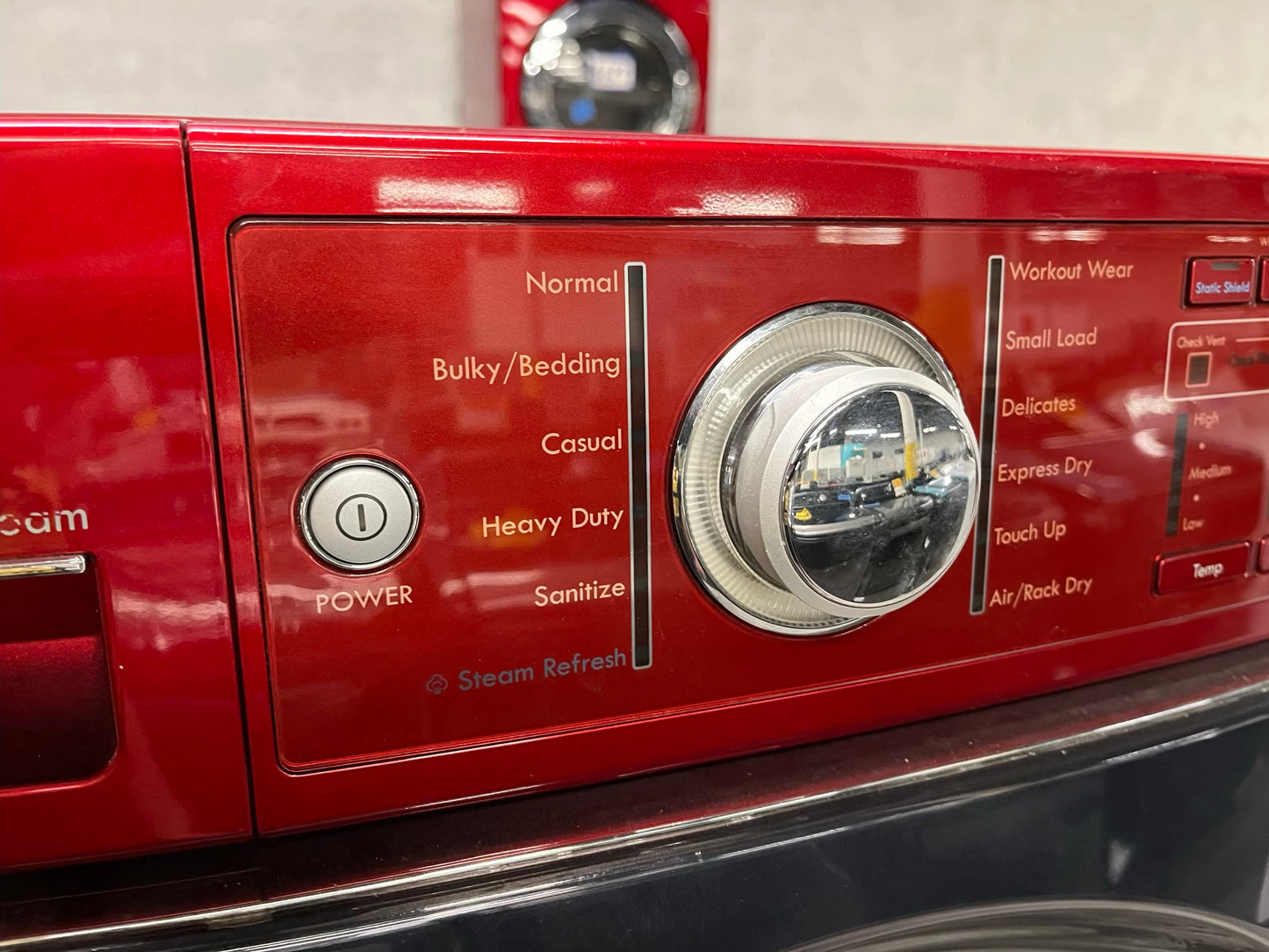 Kenmore Elite Dryer electric 220v in red front load w/pedestal extra storage stainless steel drum large capacity 27" refurbished #ED344QB