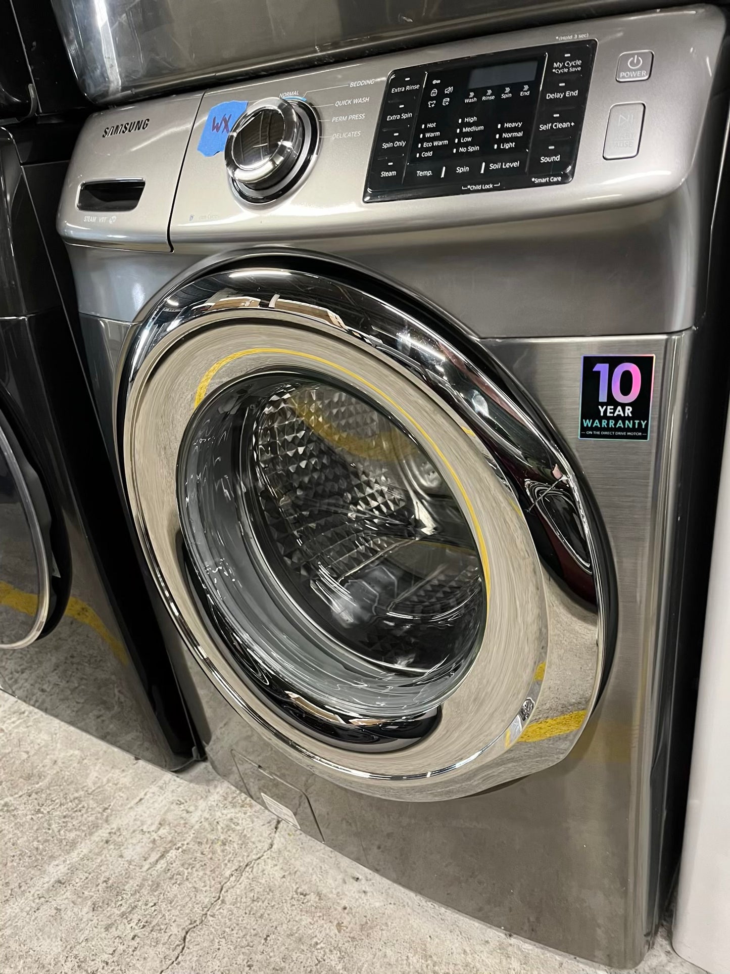 Samsung steam cycle washer 4.5 cu ft & dryer 7.5 cu ft set electric 220v front load stackable sensor dry He stainless steel #WD853UB