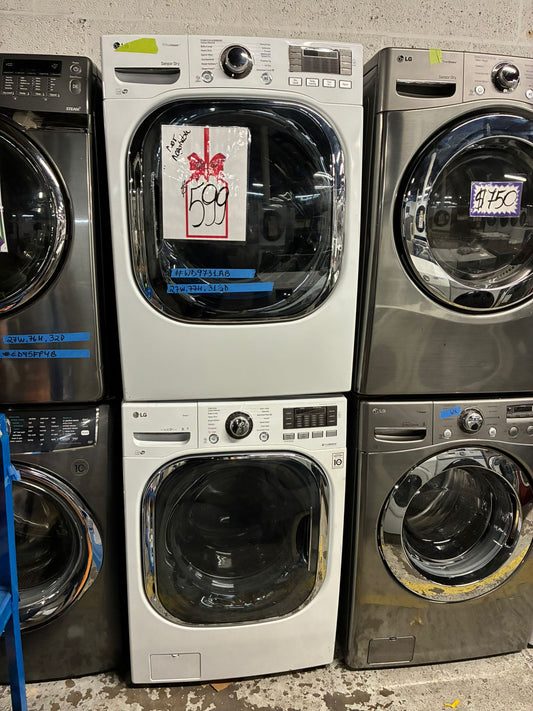 🎄Holiday Sale 🎁 LG washer 4.5 cu ft & dryer 7.5 cu ft set electric 220v front load stackable or side by side - sensor dry He in white #WD9731AB
