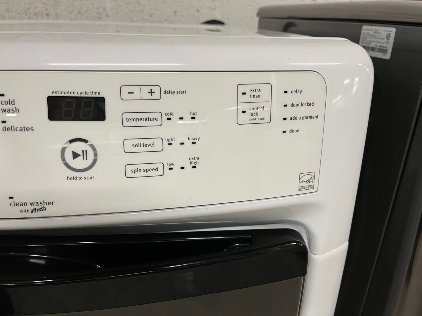 Maytag Maxima front load washing machine large capacity stainless steel drum stackable 27" #W407YB