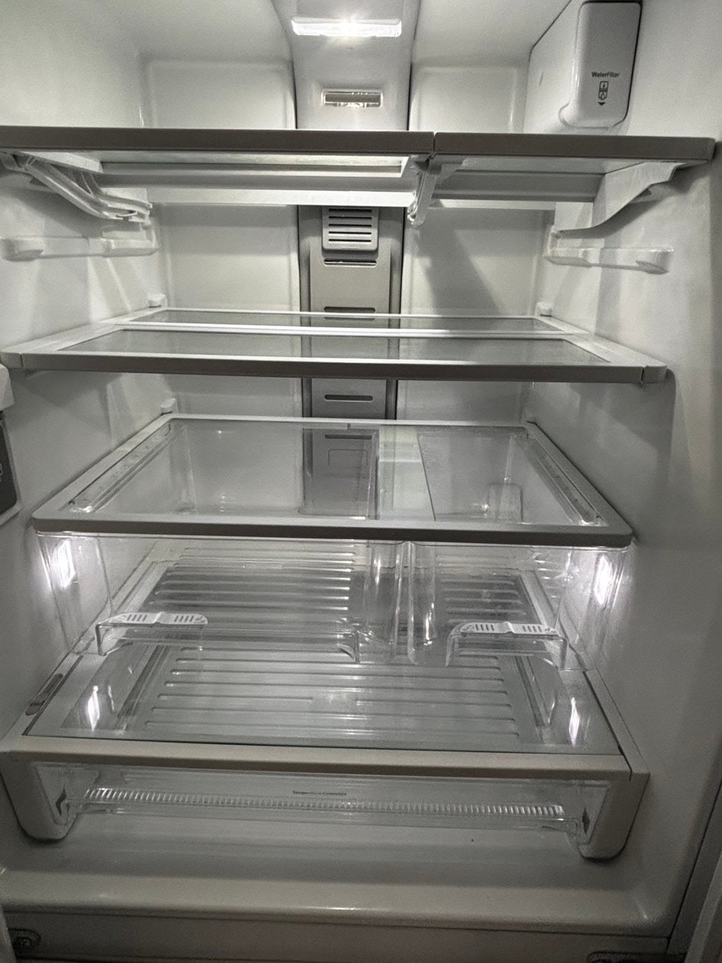 - KitchenIAd 30” wide French door Refrigerator white steel W/ice maker & water inside Used Refurbished #RFKW550L