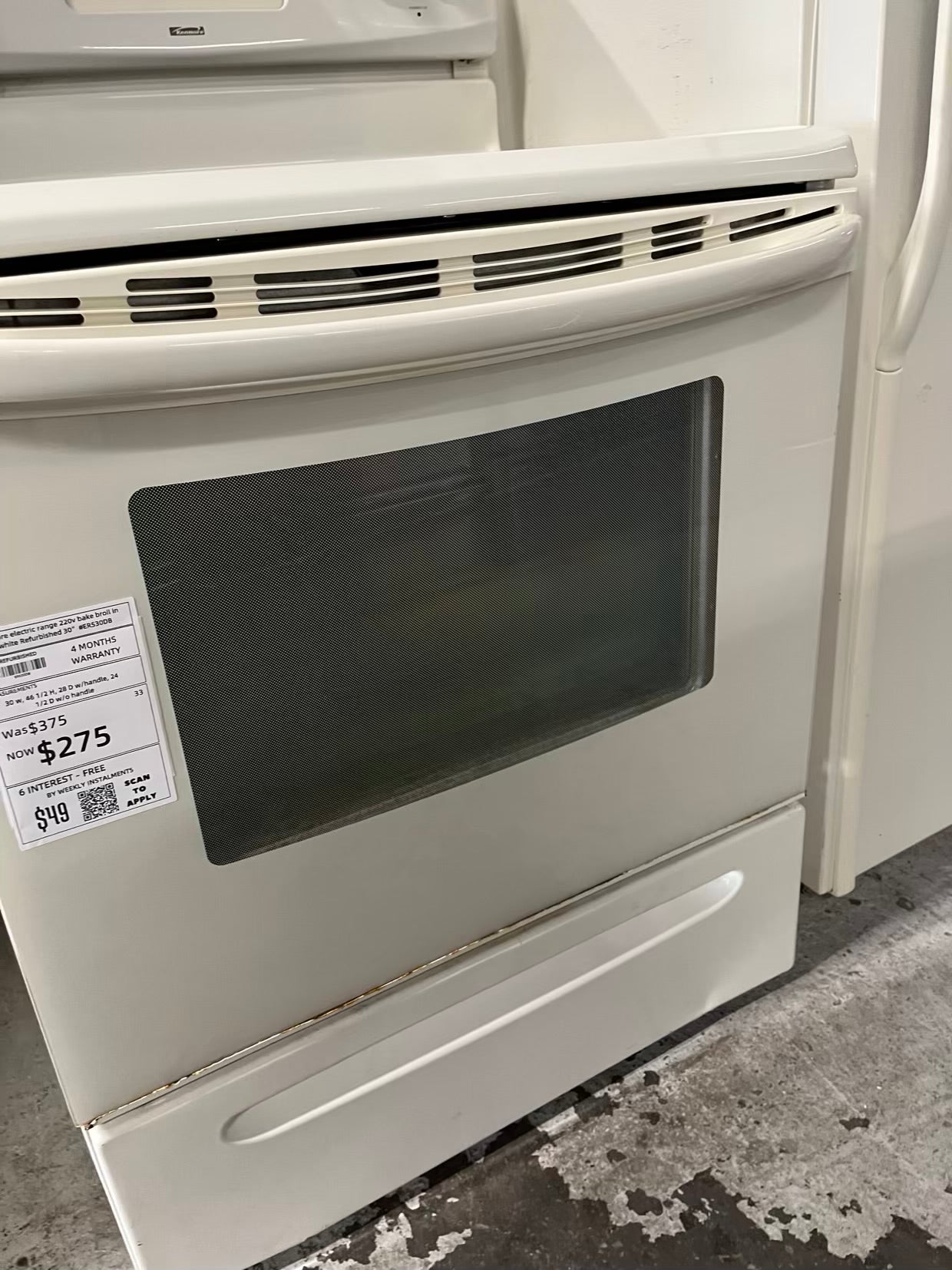 Kenmore electric range 220v bake broil in off white Refurbished 30" #ER530DB
