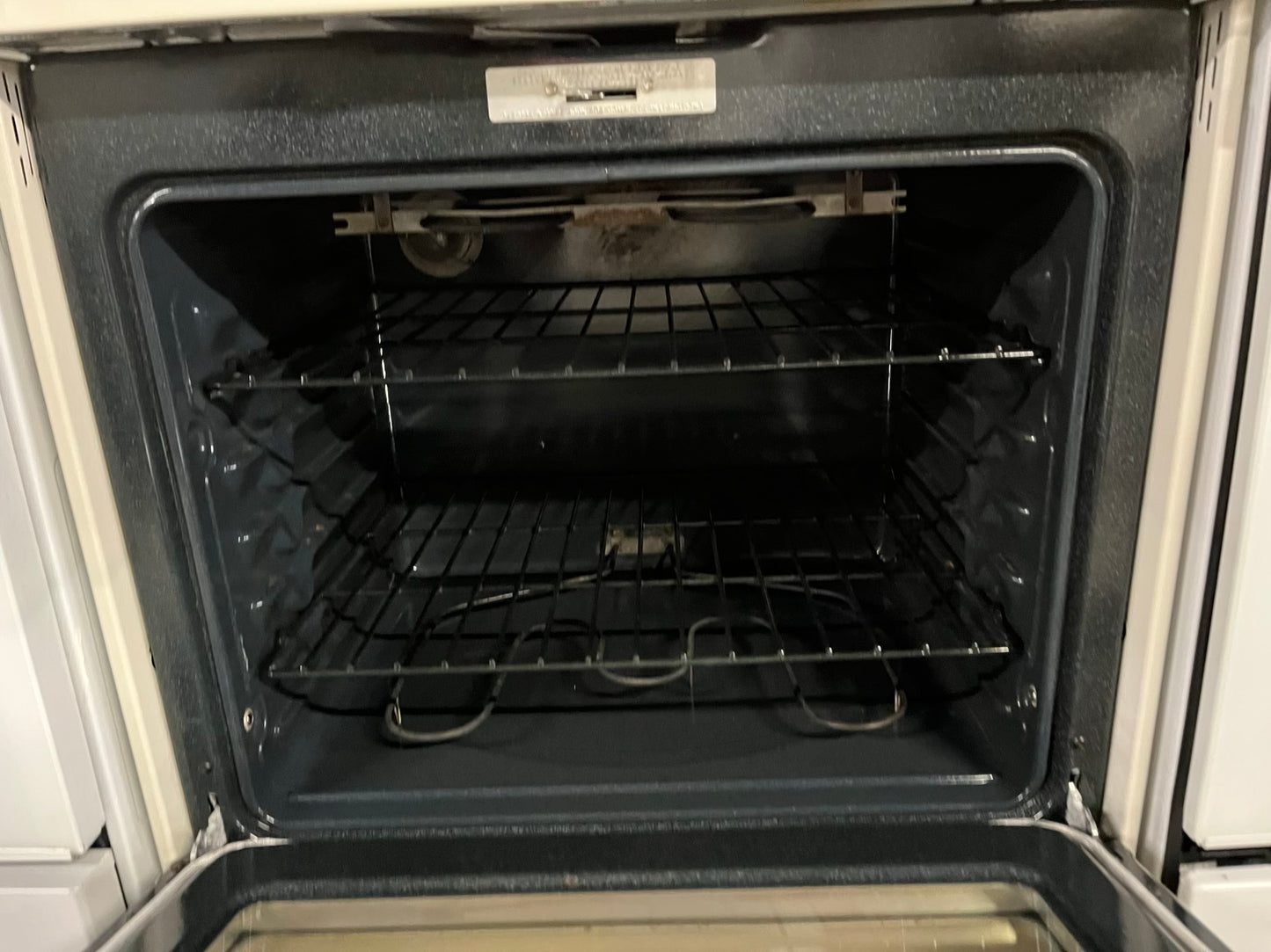 GE off White electric range 5 burner warming zone bake broil self clean 30” #RF900KB-TR
