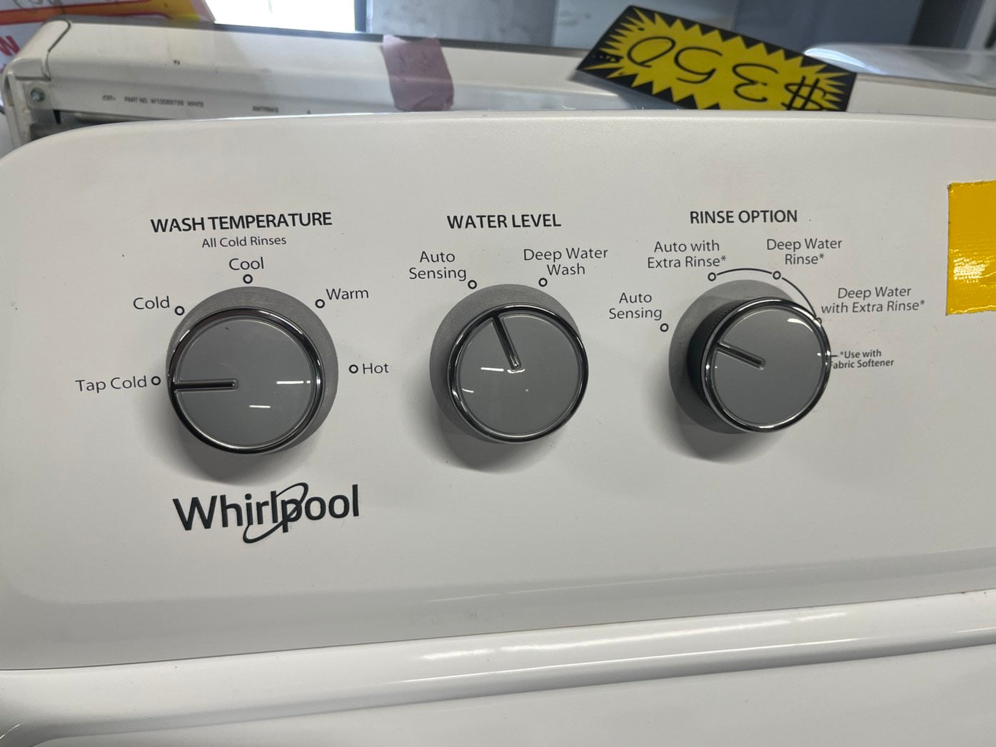 Whirlpool 27 Top load washer white with/ agitator stainless steel Drum #W320AB