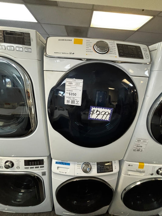 -Samsung steam washer 4.5 cu ft & steam dryer 7.5 cu ft set electric 220v front load stackable or side by side -sensor dry He in dark white  #WST547LL