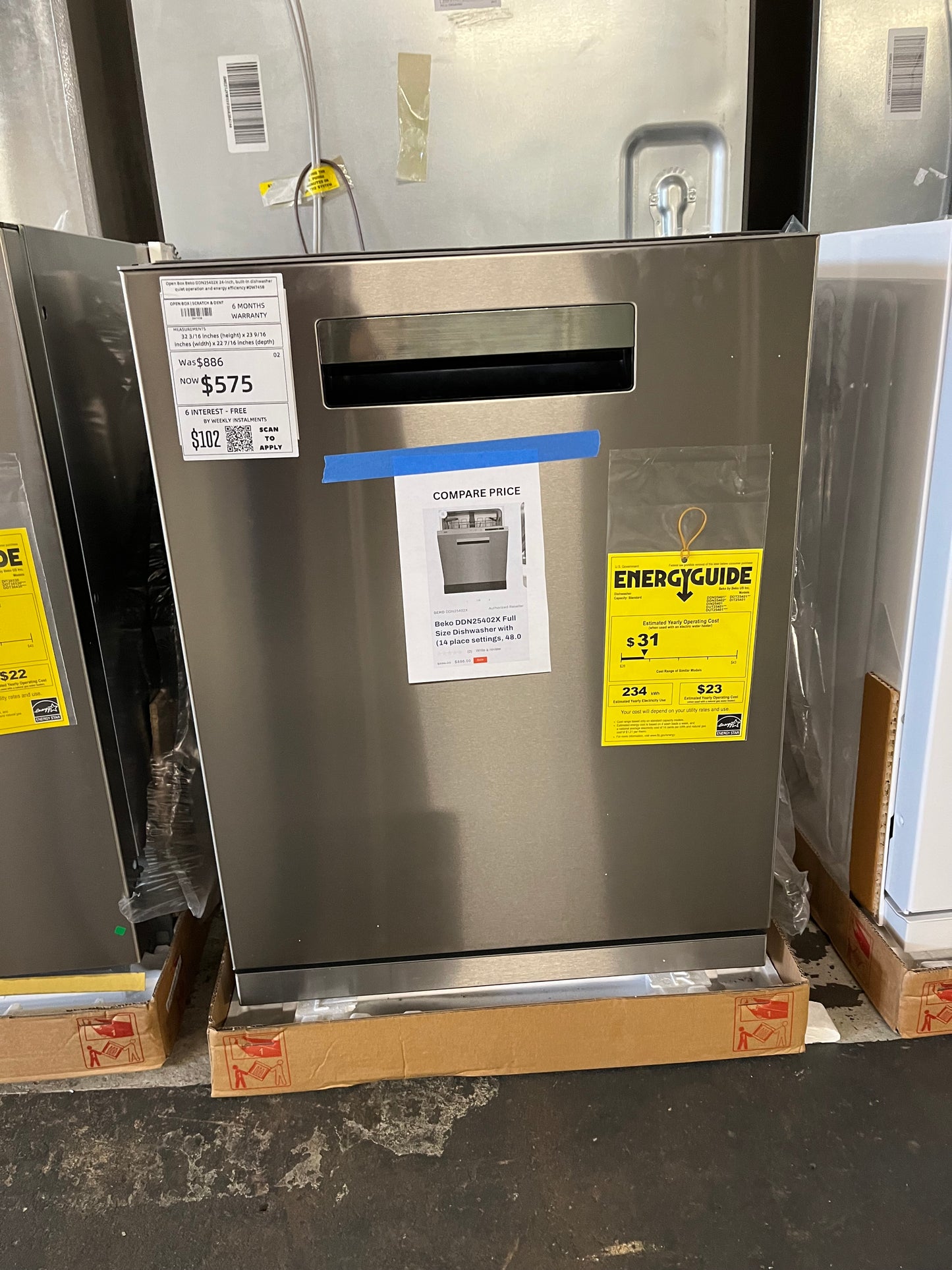 Open Box Beko DDN25402X 24-inch, built-in dishwasher quiet operation and energy efficiency #DW745B