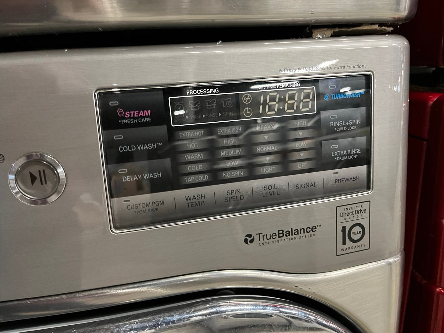 LG washer & dryer set GAS front load jumbo size stackable stainless steel drum 29" #WD186RB Refurbished