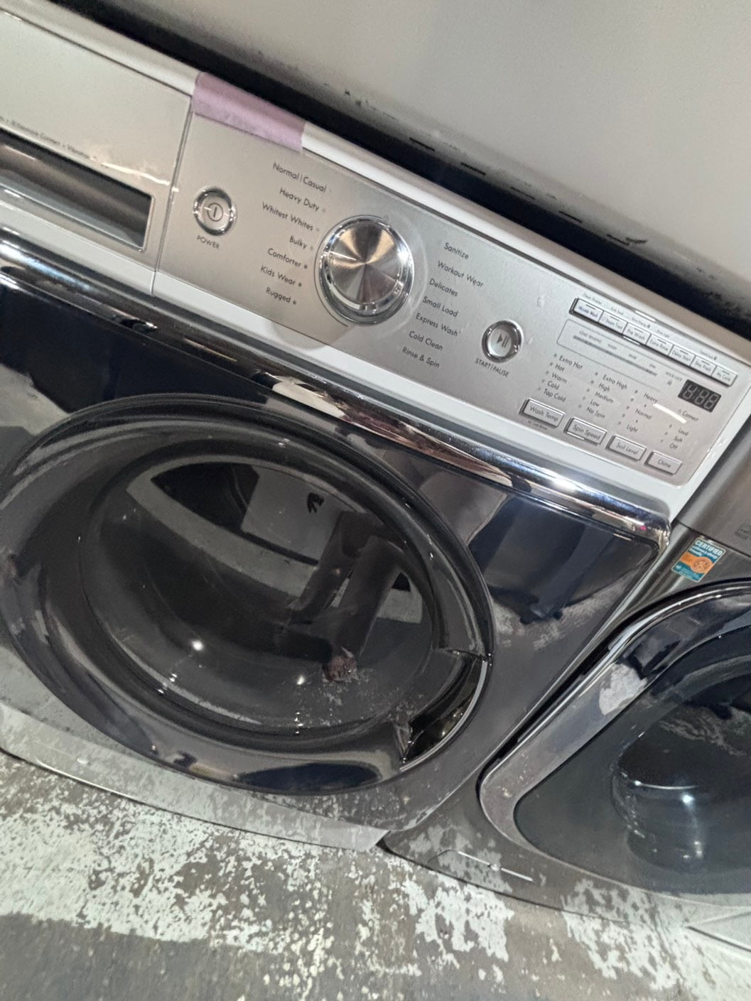 >*specialš„used great condition 29ārefurbished kenmore washer & dryer set white color ,electric front load jumbo size stackable or side by side stainless steel drum 29" #WKM5S9B