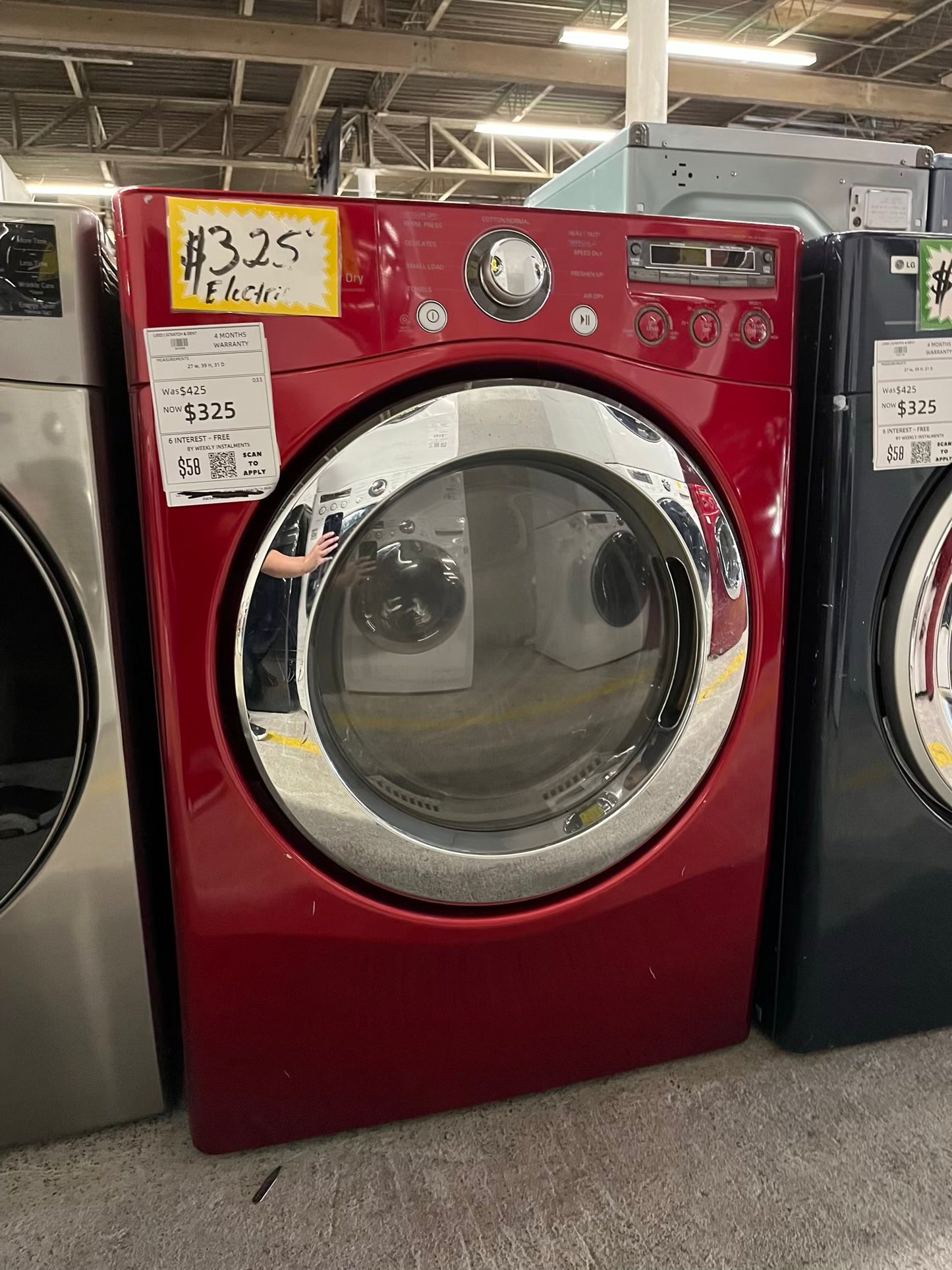 LG front load electric 220v dryer stackable large capacity in red #ED400JB