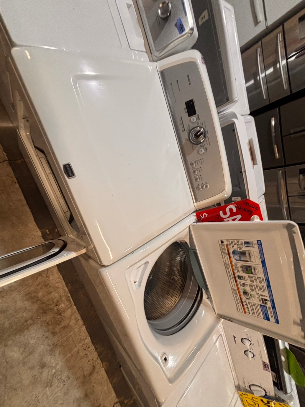 >*maytag dryer electric 220v & whirlpool washer white large capacity side x side white color used-refurbished #WYT6BB
