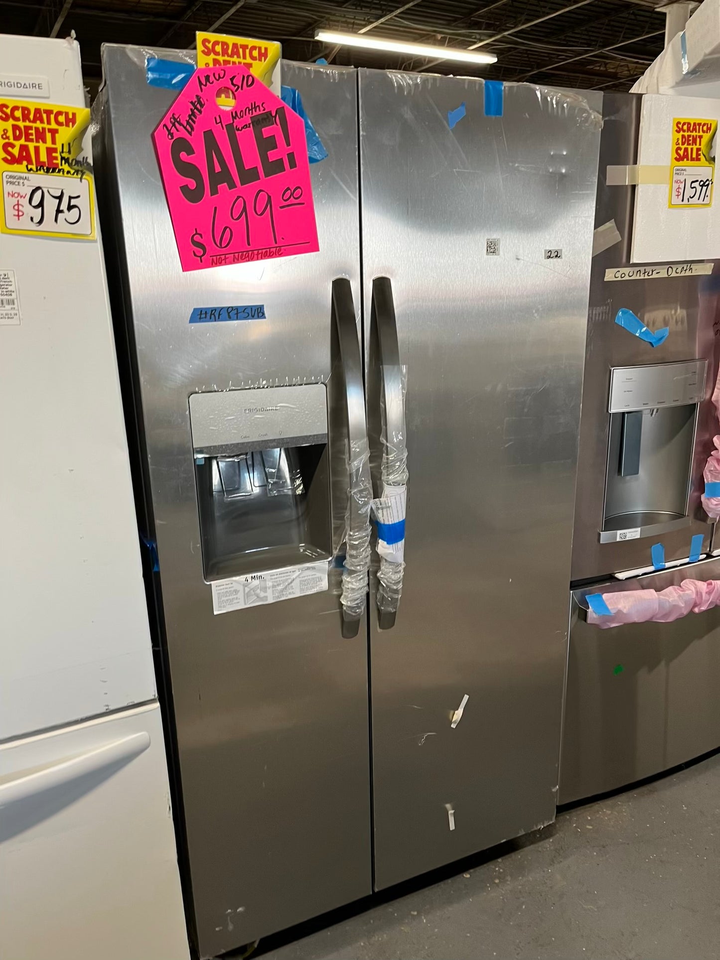 Open Box 📦 | scratch & dent Frigidaire side x side refrigerator w/ice water dispenser inside stainless steel 36" #RF875VB