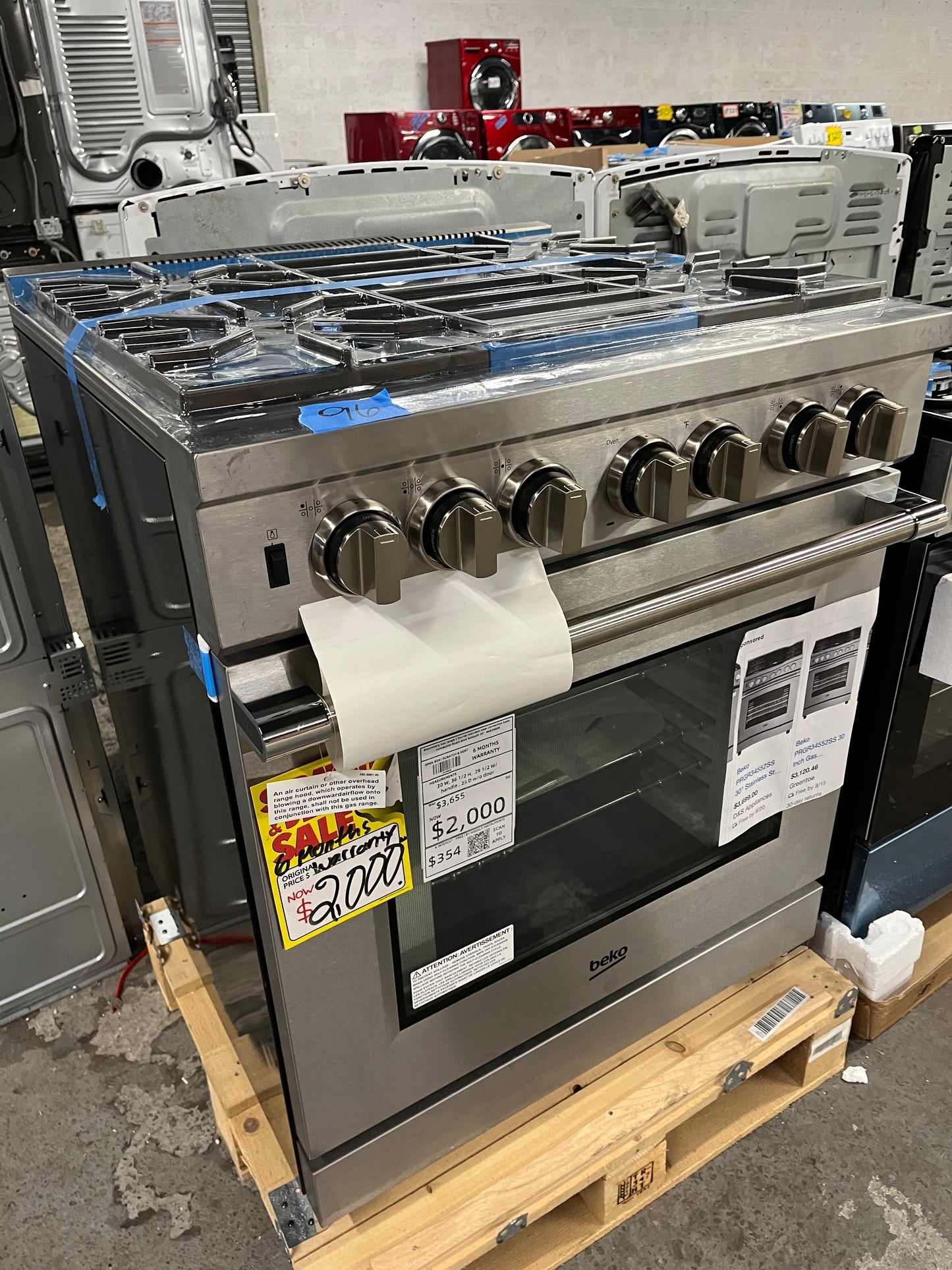 - Open Box 📦 Beko Gas range 5 burner stainless steel convection bake, convection Roast broil Sabbath 30" #GR398DB