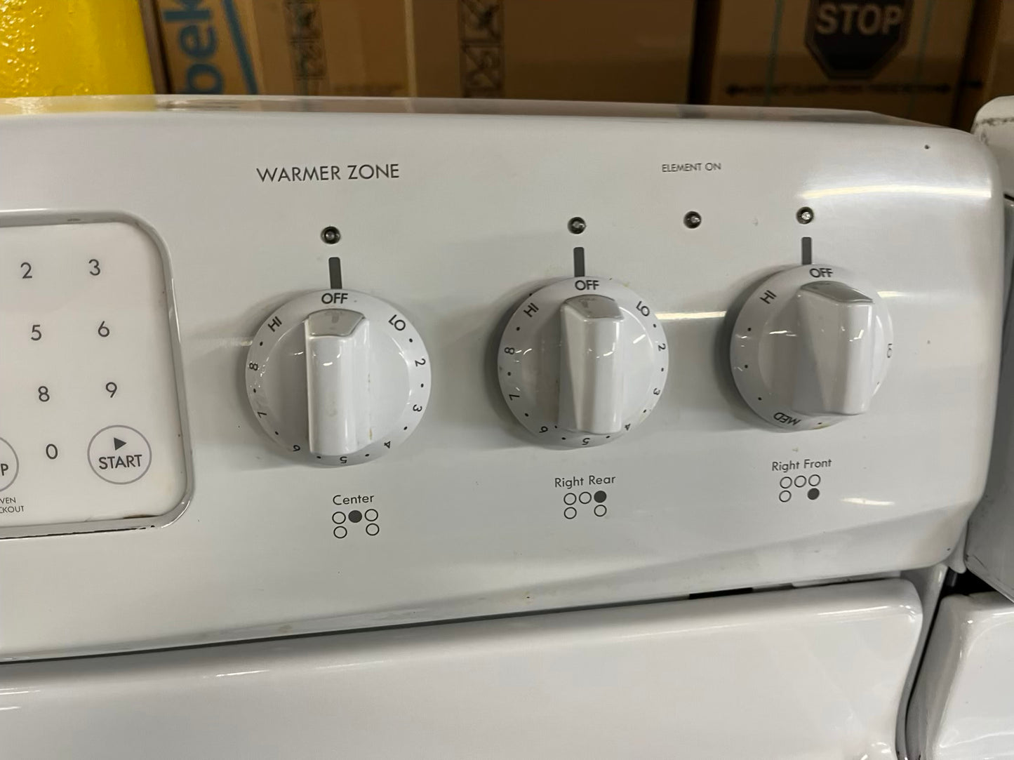 Kenmore electric range 220v 5 burner warm zone convection bake broil flex clean in white Refurbished 30" #ER177EB