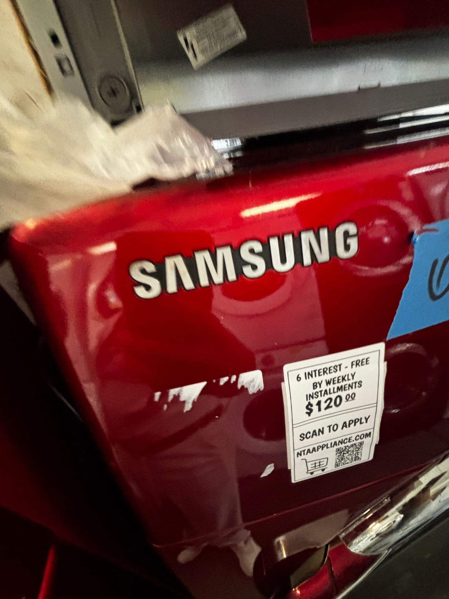 Samsung front load electric dryer  220v w pedestal Red #SAD72L