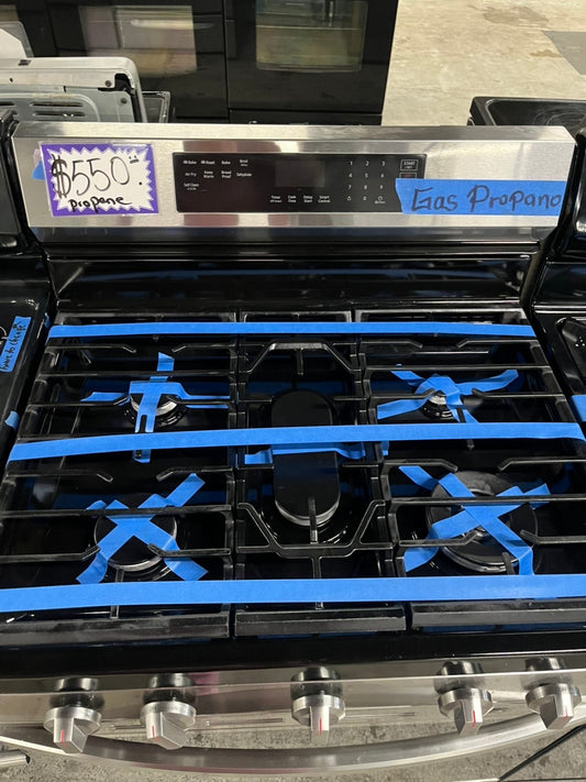 =Samsung Air fry convection oven Gas propane 5 burner gas stove stainless steel bake broil i/lo -used-Refurbished 30” #GRPRM23B