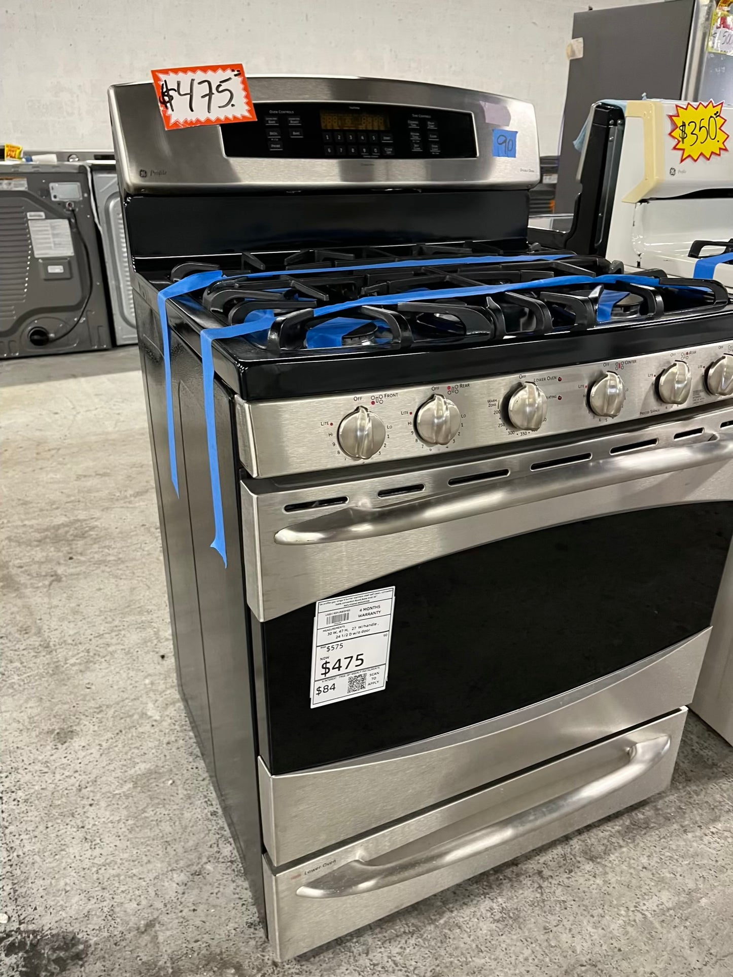 - Ge profile gas range 5 burner stainless steel self clean, convection bake,convection Roast, Bake broil 30" Refurbished #GR392QB