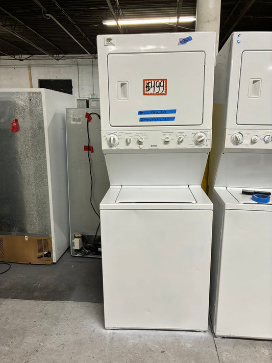 Kenmore stacked laundry center Electric 220v washer & dryer set in white 27" #LC4922B