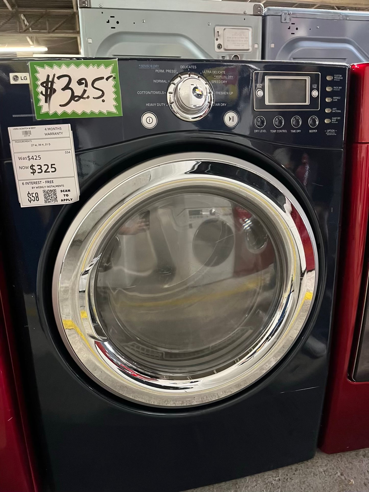 LG front load stackable electric 220v dryer in navy blue 27" #ED401GB