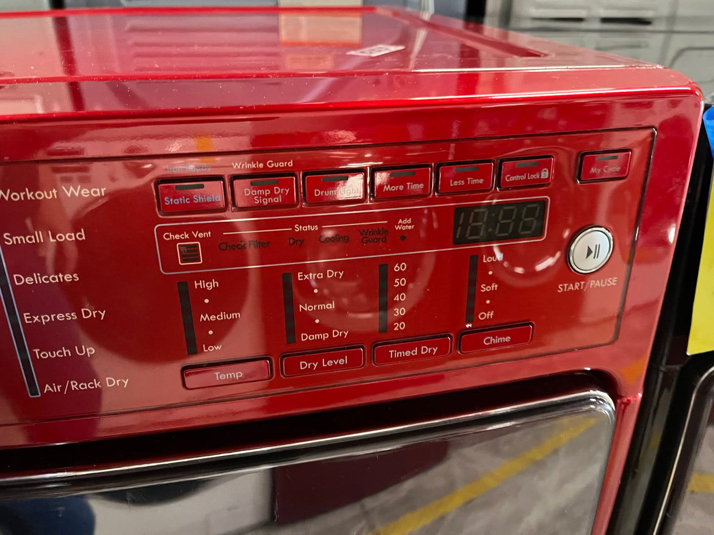 Kenmore Elite front load stackable electric 220v dryer stainless steel dream w/steam cycle in red 27" #ED402SB