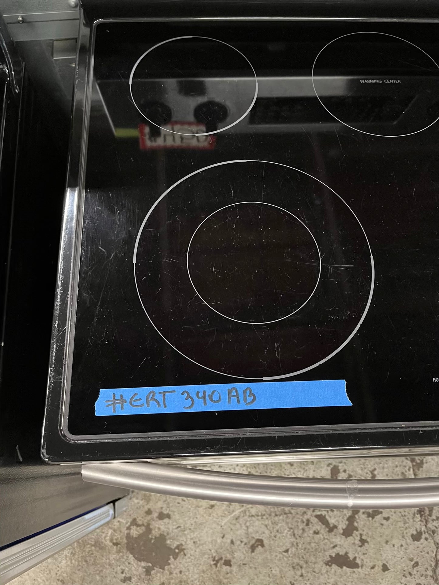 -Samsung glass top electric range 220v 5 burner warm zone convection bake broil roast  self clean Refurbished stainless steel 30" #ERT340AB