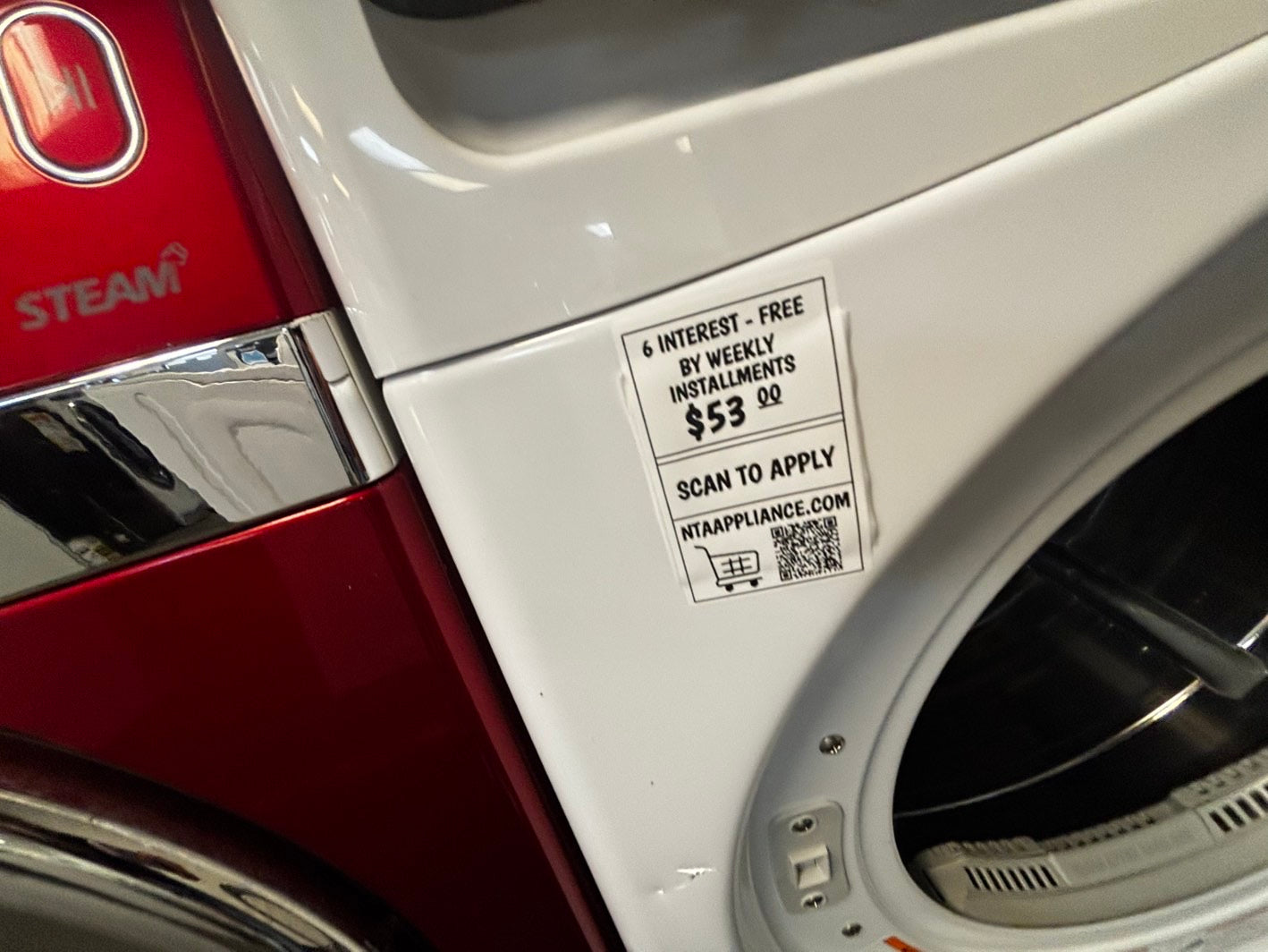 - used -refurbished LG 7.4cu.ft.steam sensor Dry 10 cicles 5 temperature settings -front load stackable or side by side electric 220v dryer in white 27" #EDL6688L