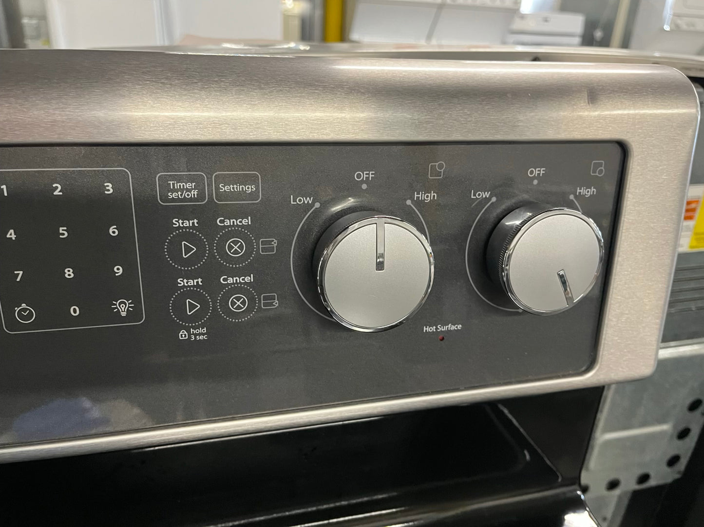 - Whirlpool glass top electric range 220v 5 burner warm zone bake broil steam clean Refurbished double oven stainless steel 30" #ER327HB
