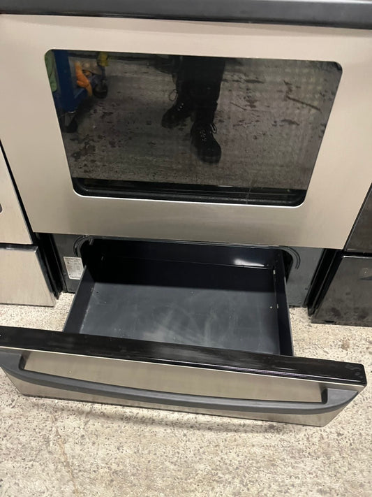 Hot point stainless steel electric Glass top electric range glass top 220v 4 burner used-Refurbished in bake Broil self clean 30" #ER9LH4B