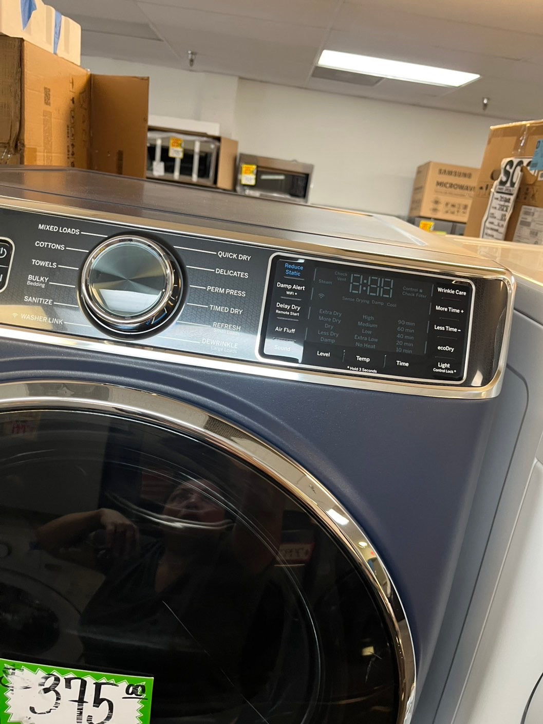 Ge - 7.8 Cu. Ft. Stackable Smart sensor dry power steam Electric Dryer with Steam and Sensor Dry - Graphite Steel 28" #RF2089L