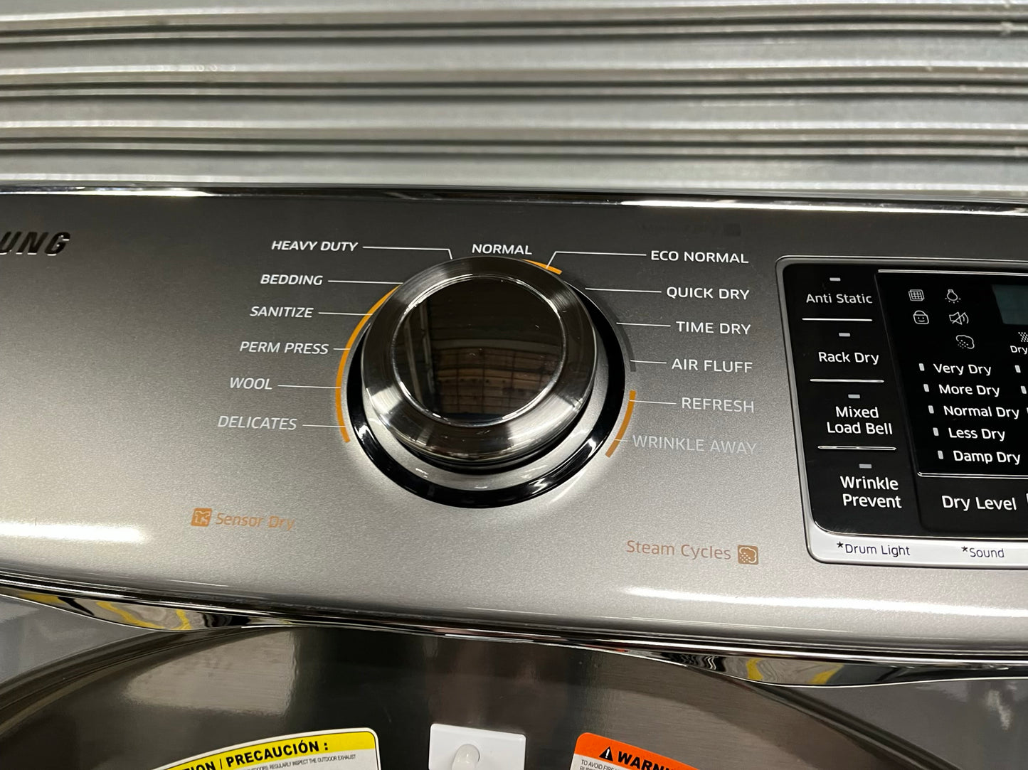 Samsung steam cycle washer 4.5 cu ft & dryer 7.5 cu ft set electric 220v front load stackable sensor dry He stainless steel #WD853UB