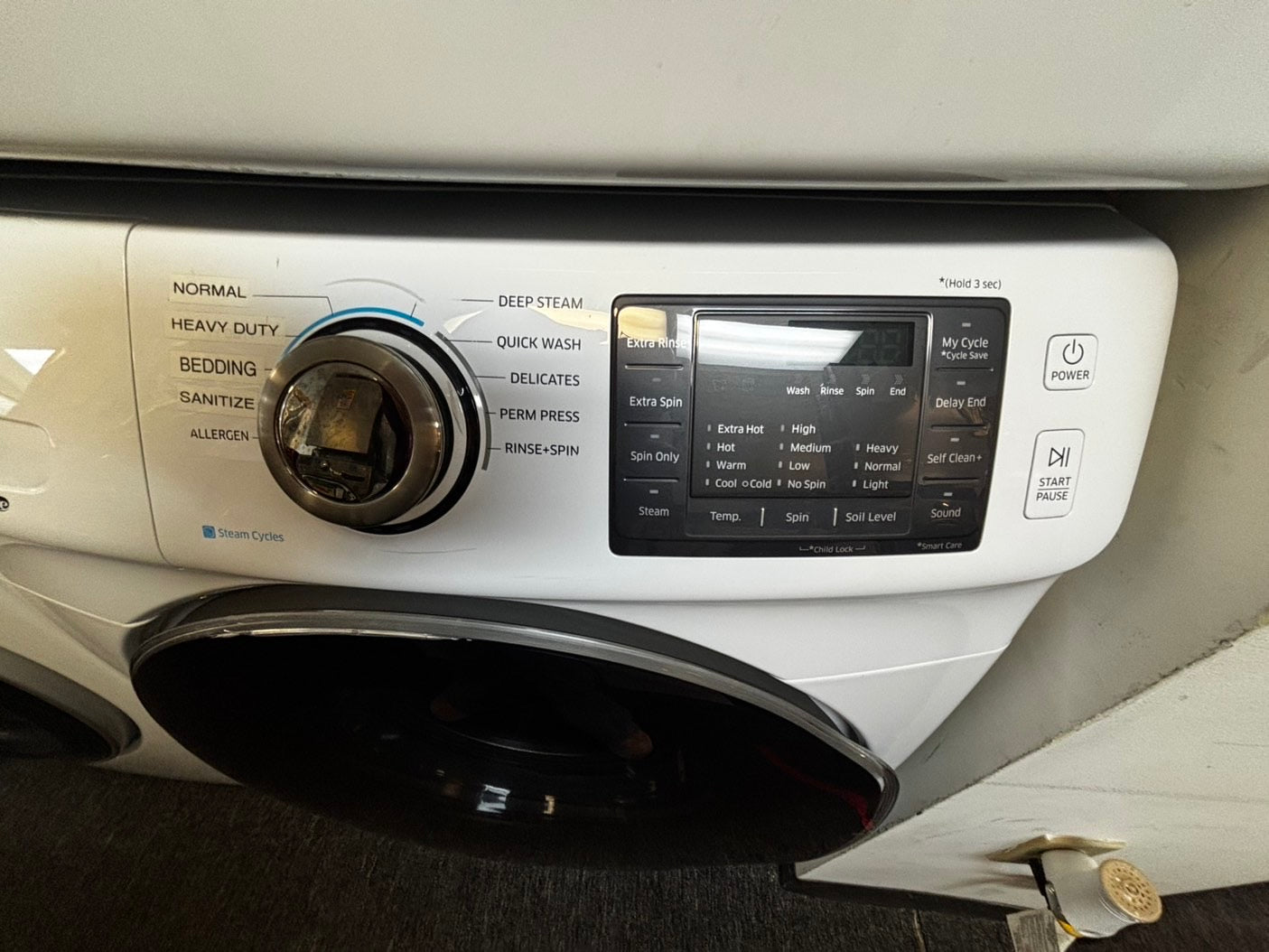 Samsung 27” 4.5cu.ft large capacity front load washing machine steam cycle stackable or side by side stainless steel 27” #W547LL