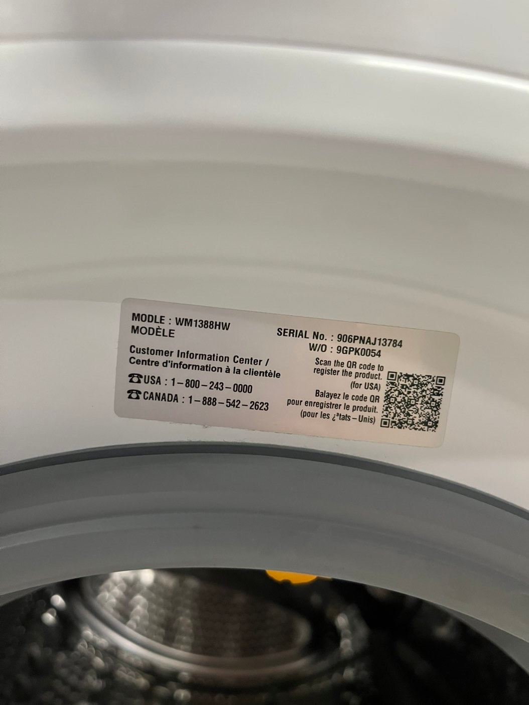 24” Lg Compact front load washer white #24WS2B