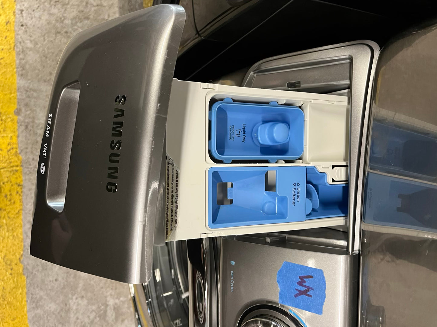 Samsung steam cycle washer 4.5 cu ft & dryer 7.5 cu ft set electric 220v front load stackable sensor dry He stainless steel #WD853UB