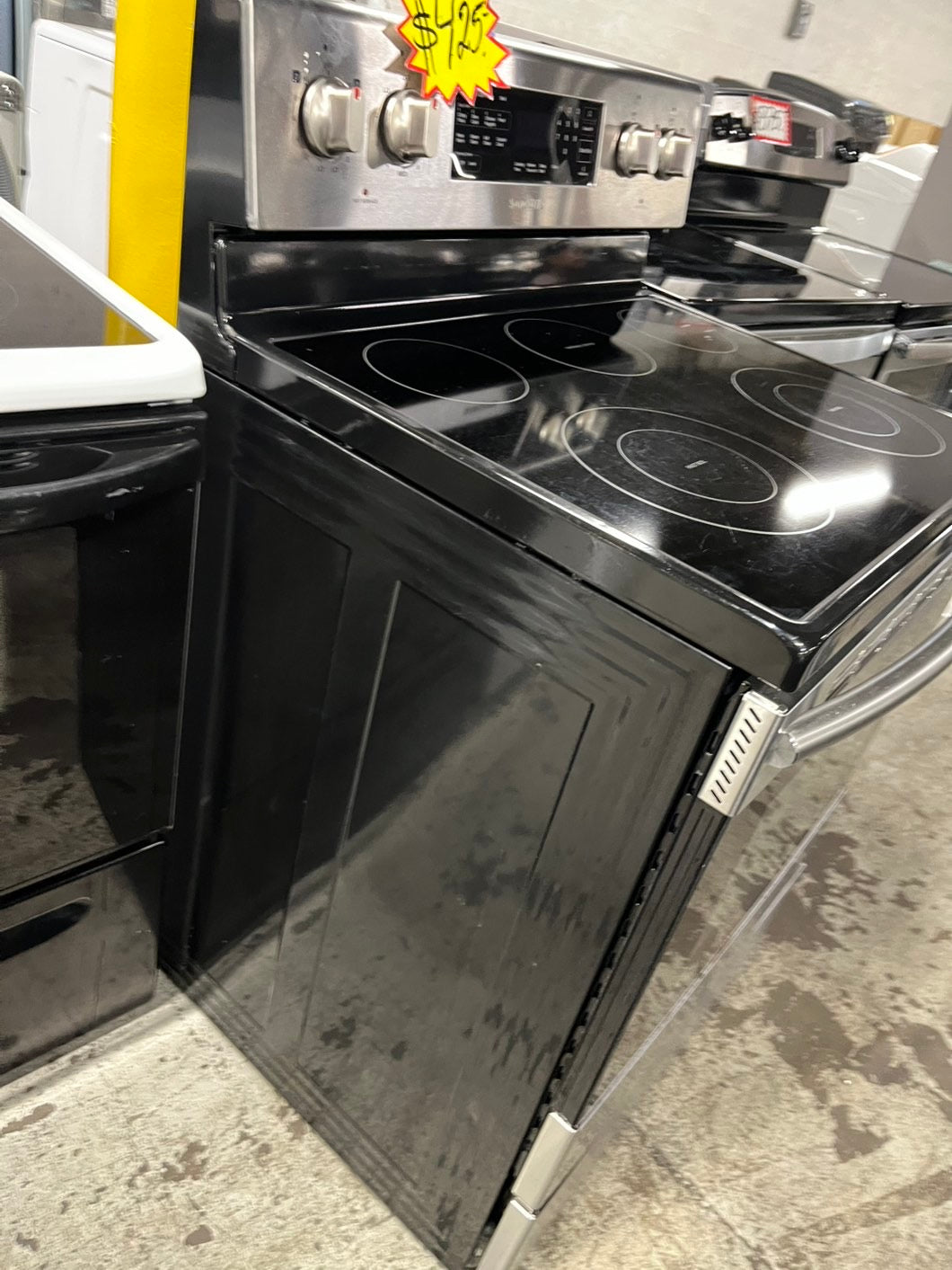 - Samsung electric range stainless steel 5 burner warm zone convection bake roast broil self clean 30” stock number #ER44SB-TR