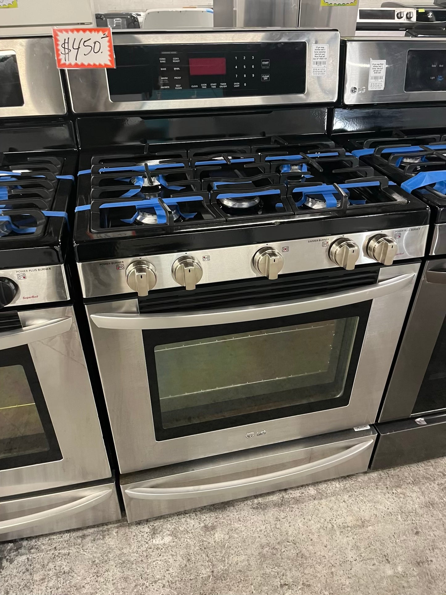 - GE gas range stainless steel 5 burner convection bake broil roast Warm Proof self clean 30" #GR111B