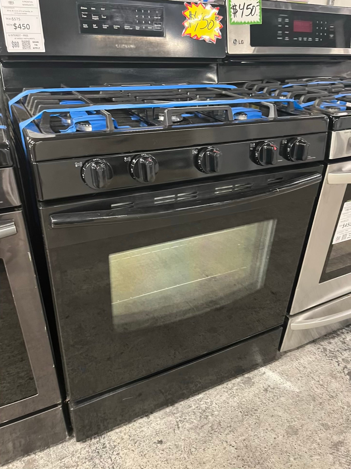 - Samsung Gas range 5 burner convection bake broil bake self clean in black #GR744LB