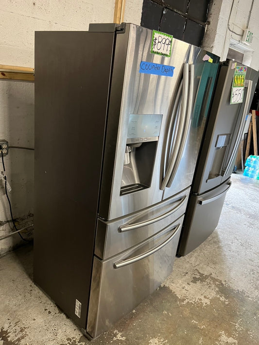 -Samsung 4 Door Refrigerator freezer stainless steel w/ ice water dispenser 36" counter-depth #RFC26VB